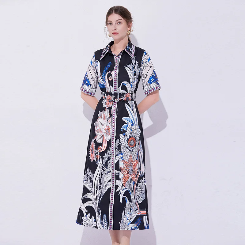 เสื้อคลุมไหมพรมโพลีเอสเตอร์พิมพ์ลายรัดเอวทรงสลิมแฟชั่นปี 2025 สไตล์ Dr. เหมาะสำหรับฤดูร้อน