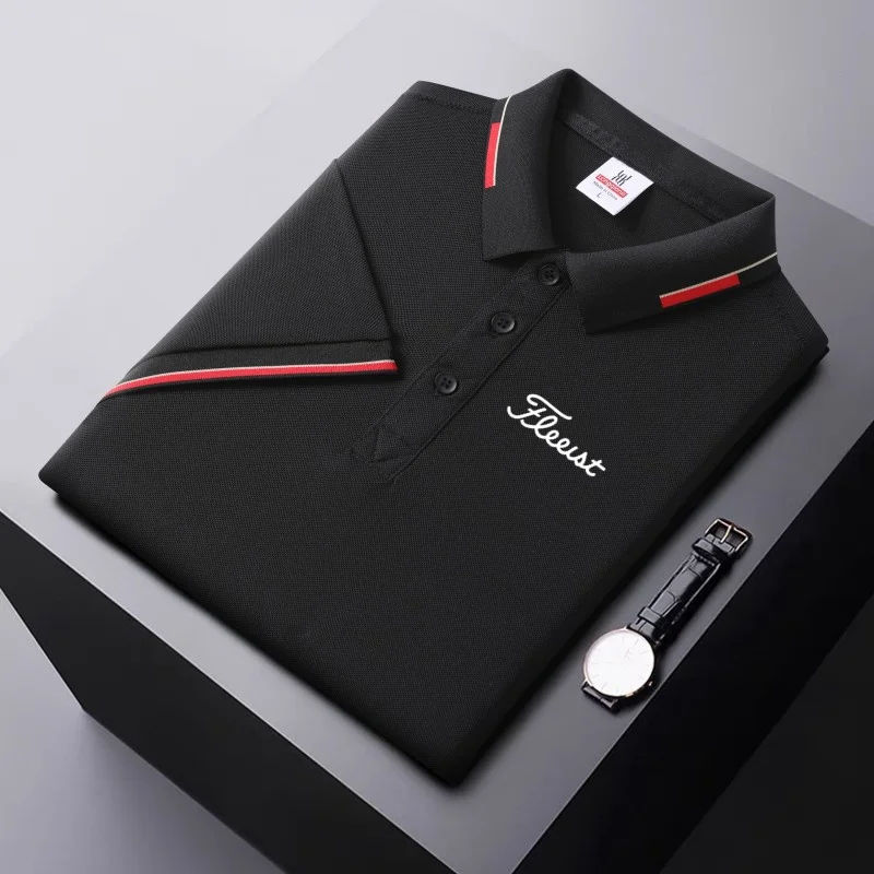 2024 New Golf Polo Collar Shirt Men\'s Top Luxury Business and Leisure Brand Breathable and Comfortable Short Sleeve Polo Shirt