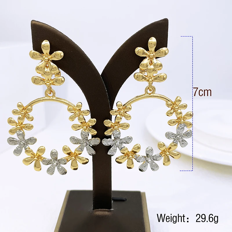 Women Big Drop Earrings 18K Gold Plated  Fashion Jewelry Flower Earrings Daily wear Accessories Trending