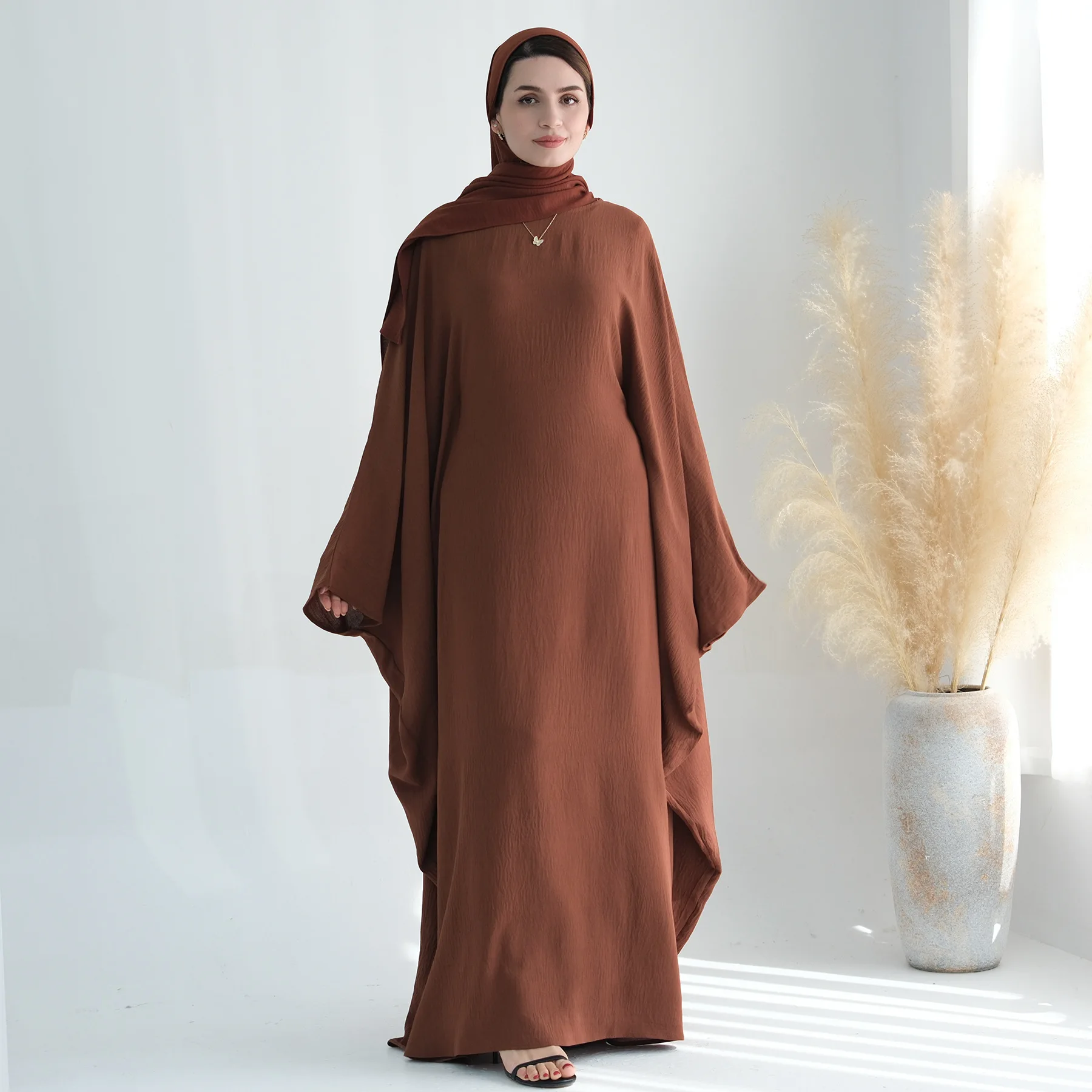 Ramadan Eid Khimar Oversize farfalla Batwing Abaya Dubai turchia Islam musulmano caftano abito modesto per le donne Kebaya Damen Robes