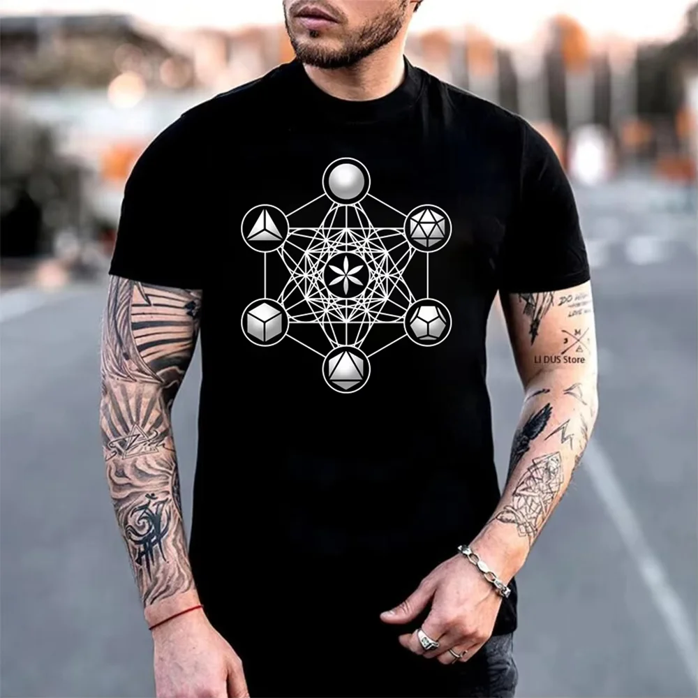 Shining Carina Nebula Flower Of Life Men's T Shirts Sacred Geometry Magic Mandala Funny Tee Shirt Fitness T-Shirt Cotton Camisas