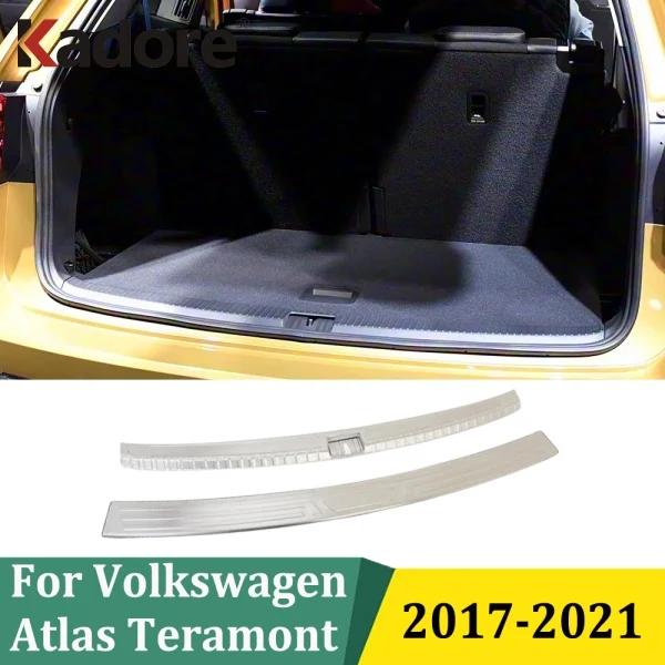 

For Volkswagen Atlas Teramont 2017 2018 2019 2020 2021 Stainless Steel Rear Bumper Protector Cover Trim Car Accessories