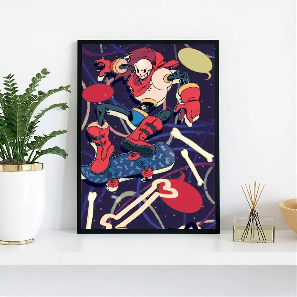 U-Undertale Papyrus Reflective  Poster Waterproof Wall Art Sticker For Bar Living Room Vintage Decor High Quality Print Gift
