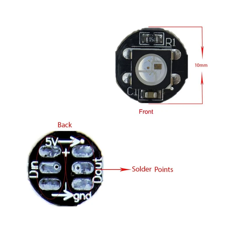 Durchmesser 10 mm Vollfarb-LED-Leuchtenplatine DC 5 V individuell adressierbar WS2812B RGB IC 5050 SMD Pixellampen Perlen 2812B WS2812 2812 – Detail 5