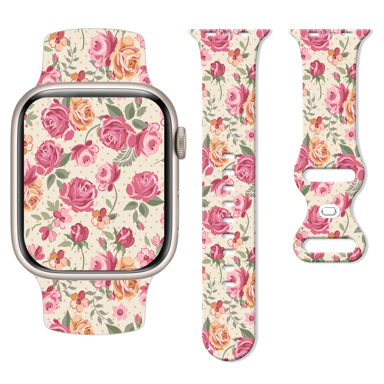 

Flowers watch strap for Apple Watch11 10 9 8 7Silicone Band Replaceable Bracelet for iWatch 46mm 44mm 42mm 41mm Watchband Custom