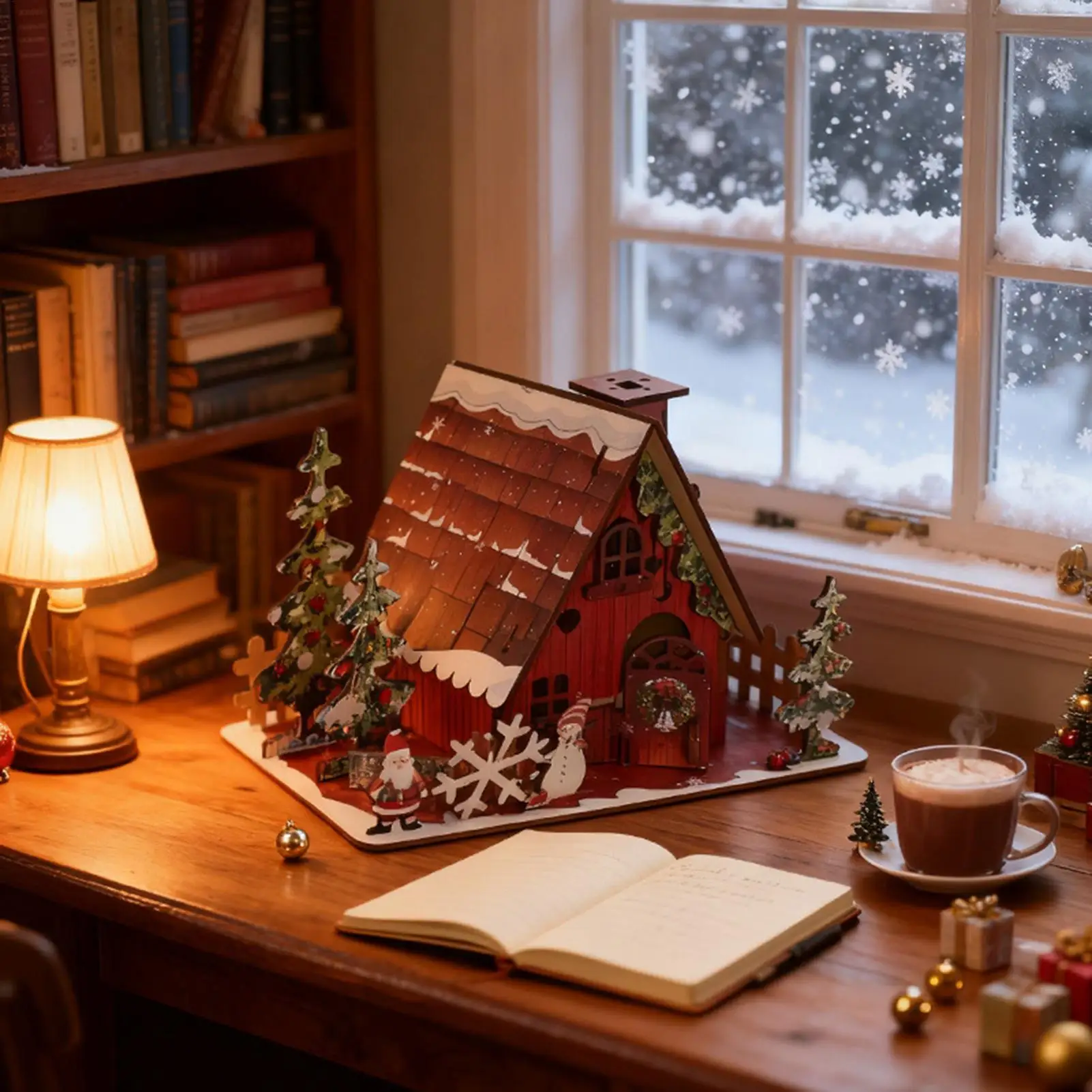 3D Cartoon Puzzle Christmas House Assembly Model Warm Pavilion DIY Handmade Creative Decoration Home Birthday Toys Gifts