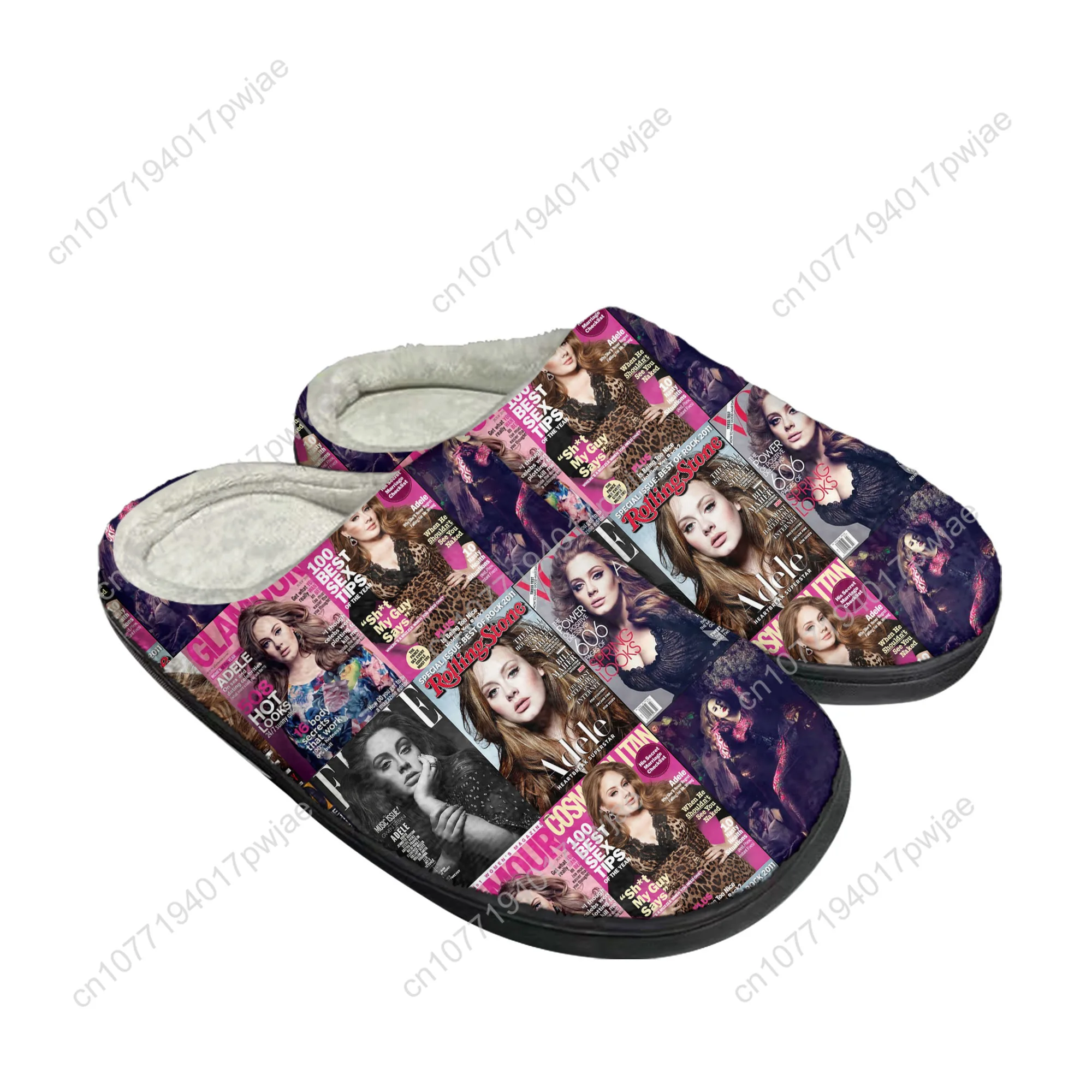 

Adele Singer Poster Home Cotton Slippers Mens Womens Plush Bedroom Winter Keep Warm Cotton Slippers Slipper Custom Shoes
