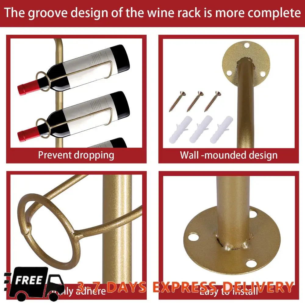 

5 упаковок, 12 бутылок, настенная полка для вина, съемный держатель для бутылок вина «сделай сам», для кухни, кладовой, столовой, бара