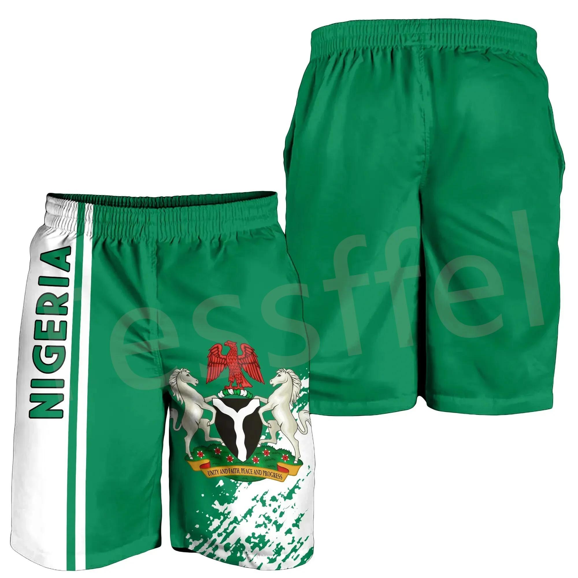 Black History Africa County Nigeria Flag Tribe Tattoo Men/Women Summer Casual Elastic Waist Shorts Funny Couple Beach Pants A1