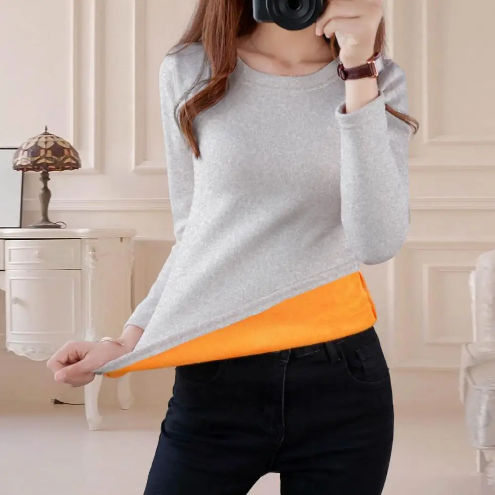 2023 Thermal Underwear Top For Women Solid Warm Long Intimates Loosesize Winter Warm Women Long Sleeve Basic TShirt