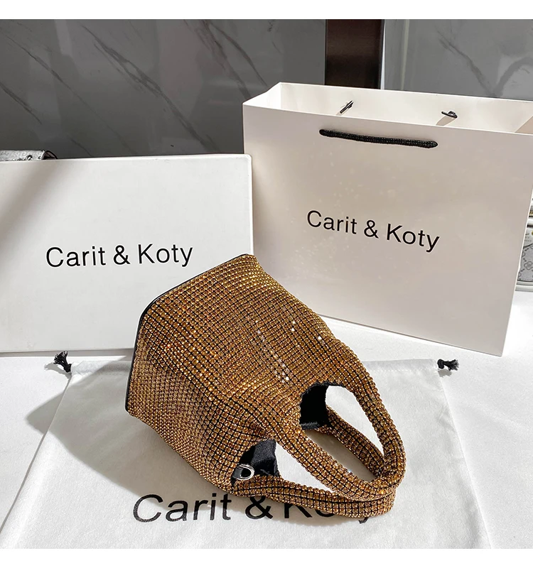 

Wedding Party Bling Shiny Evening Clutch Bag Women's Handbag Crystal Rhinestones Diamond Bucket Purse Shoulder Messenger Bag