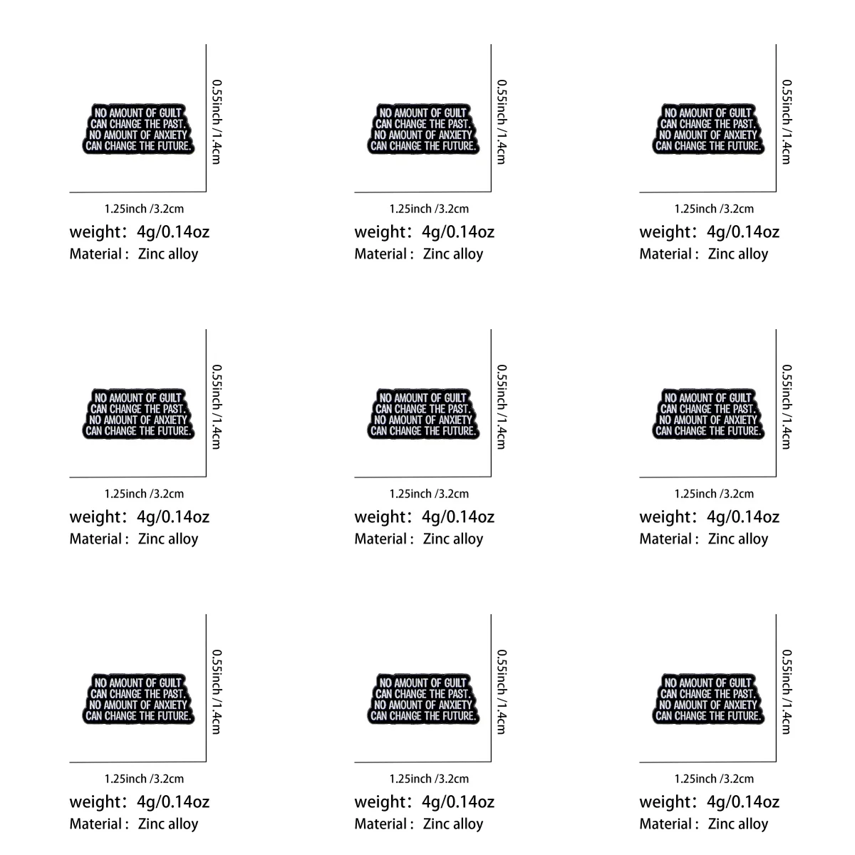 9pcs NO AMOUNT OF GUILT CAN CHANGE THE PAST Enamel Pin Set Brooch For Coat Collar Lapel Pins Metal Badges Jewelry
