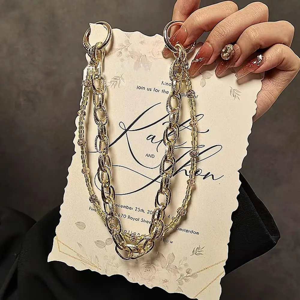 

Металлическая цепочка для кошелька с ручкой в стиле панк, сумка через плечо, аксессуары для сумки, удлинительная цепочка для сумки для девочек, цепочка из бисера, брелок для телефона