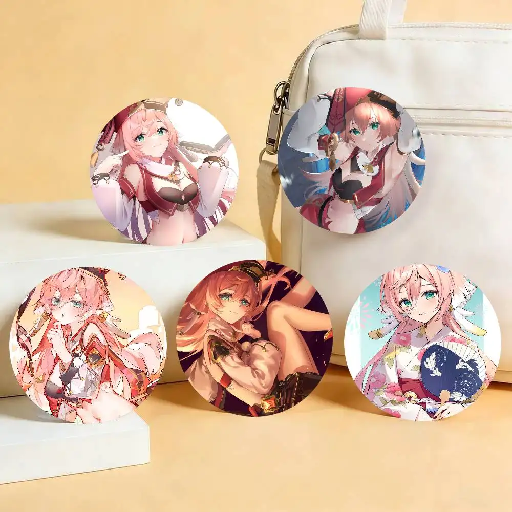 Yanfei Genshin Impact Badge Tinplate Meme Round Brooch For Hat Bag Creative Lapel Jewelry Accessories Gifts