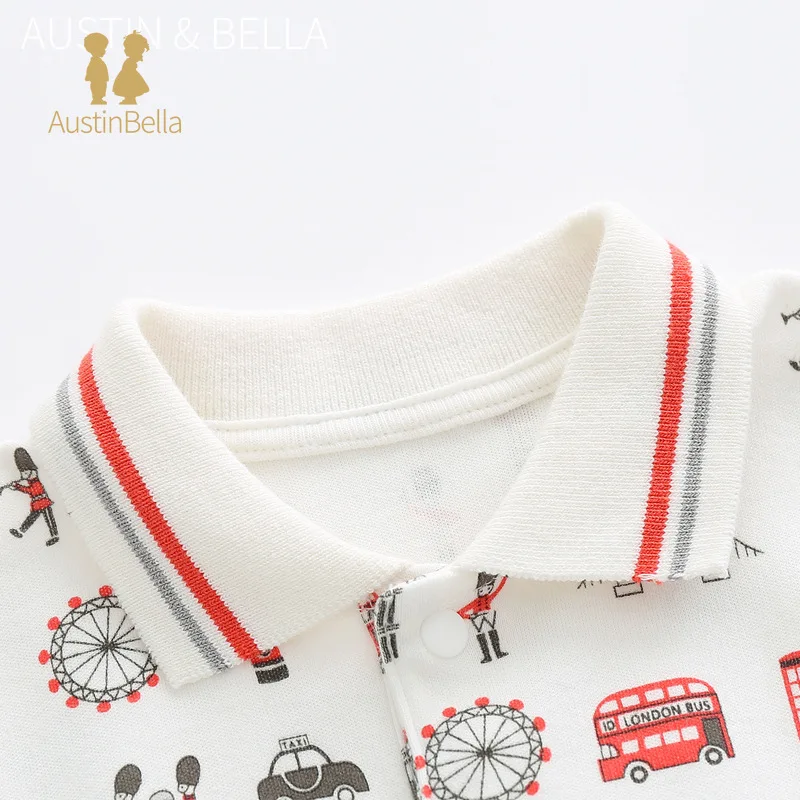 High Quality Summer Baby Clothes Baby Jumpsuit Cotton Print Short Sleeved Lapel Cartoon Newborn Baby Boys Girls Romper 3-24M