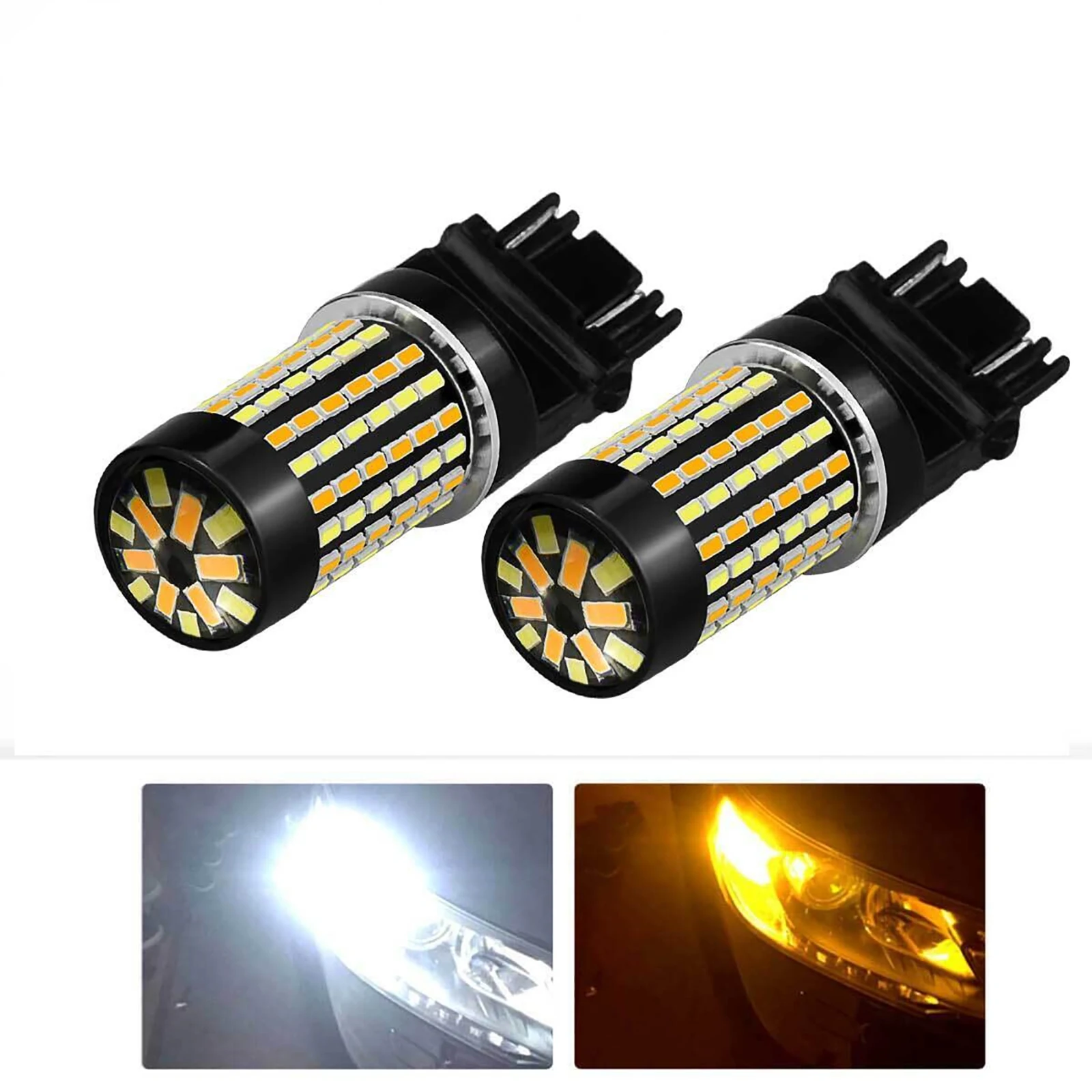 2 Stück/Set 3157 4157 Switch back LED zweifarbig weiß bernstein farben Auto lichter LED Blinker Lampe Anti Hyper Flash 120 smd Glühbirnen