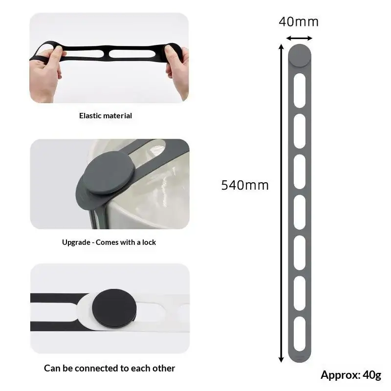 5Pcs Reusable Silicone Binding Strap Adjustable Lunch Box Lid Fixing Band Multi Purpose Elastic Strap For Kitchen Travel Outdoo