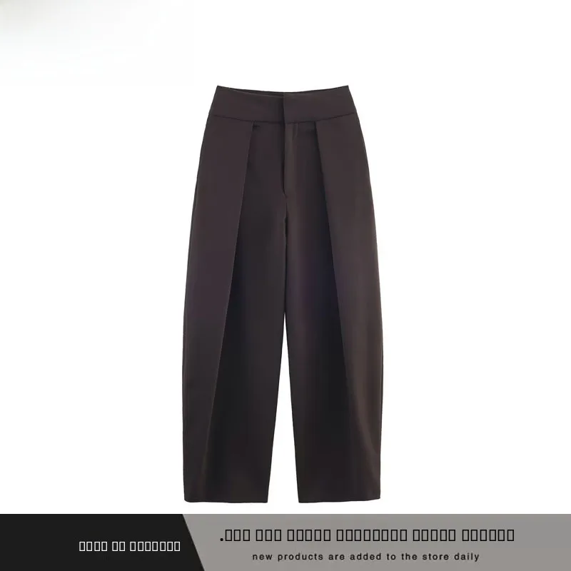 خريف شتاء جديد وصول المرأة Faionable بالون صورة ظلية مطوي السراويل عالية الخصر مستقيم الساق الشارع Sle عادية... #1