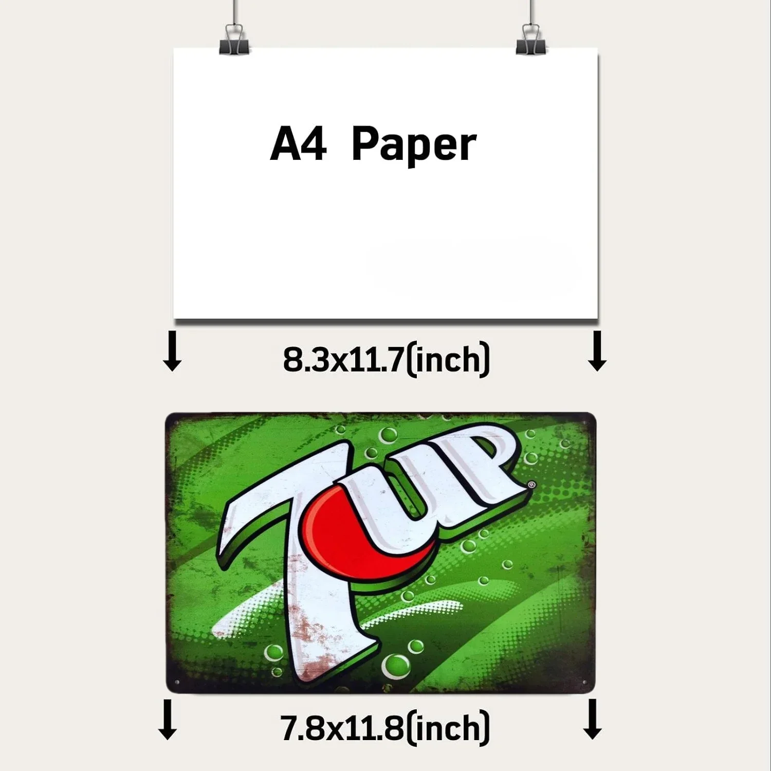 ملصق شراب كولا كلاسيكي 7-Up ، علامات قصدير معدنية ، لوحة عتيقة ، ملصقات فنية للمطبخ ، بار ، حانة ، نادي ، منزل ، ورشة عمل ، ديكور حائط