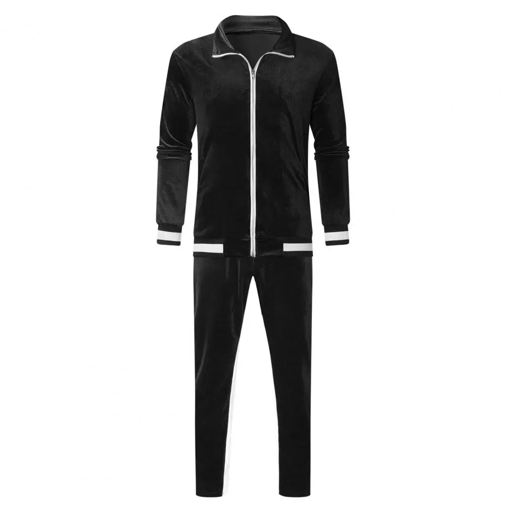 New Tracksuit Gold Velvet Men\'s Casual Set Spring Autumn Male Sport Suit 2 Piece Hip Hop Streetwear Fashion Sportswear