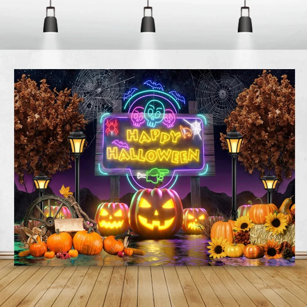 Halloween Backdrops For Photography Tomb Castle Witch Bat Terrible Night Pumpkin Lantern Baby Portrait Backgrounds Photocall