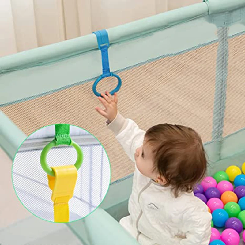 Baby Walking Assistant Pull Up Ring Safety Learning Stand Up Rings For Playpen Crib Hooks Bed Arm Exercise Gym For Toddlers