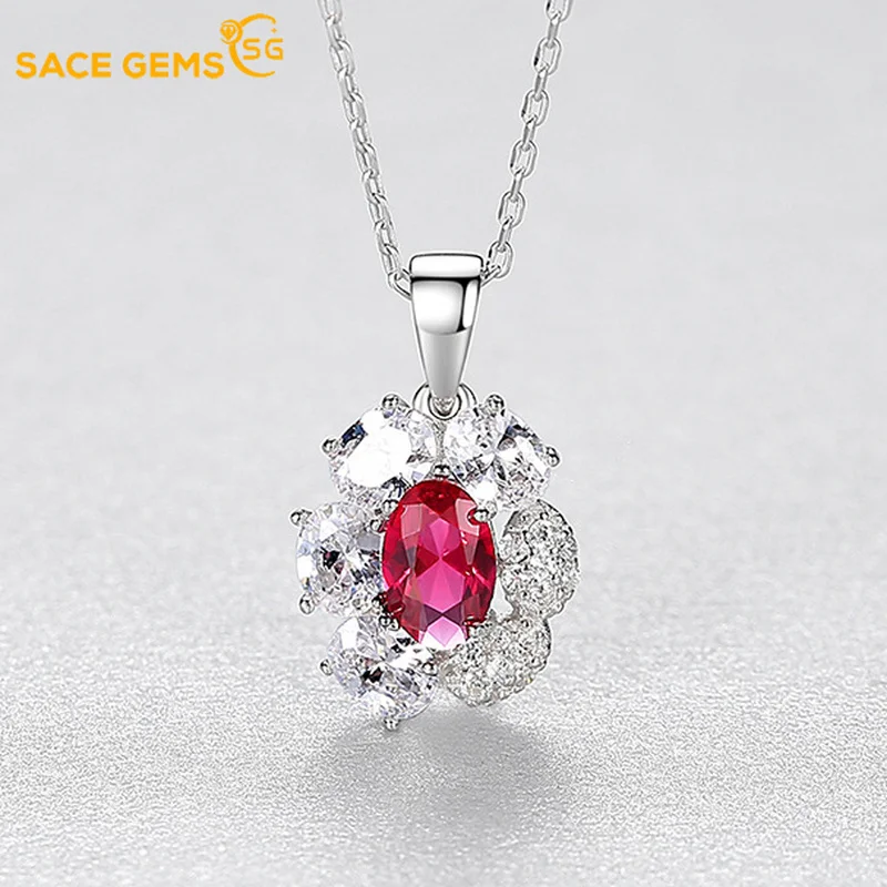 

SACE GEMS S925 Sterling Silver Full Diamond Sunflower Necklace Pendant Palace Ethos Light Luxury Color Treasure Clavicle Chain