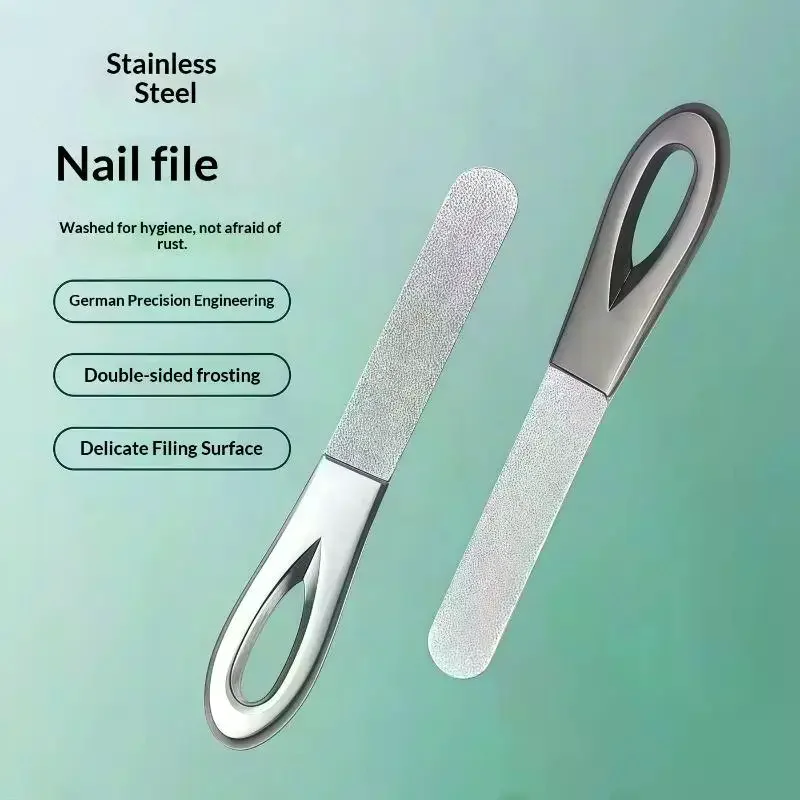 1/2/5Pcs Stainless Steel Diamond Grit Nail File, Durable And Hypoallergenic For Finger And Toe Nails For Hard And Thick Nails