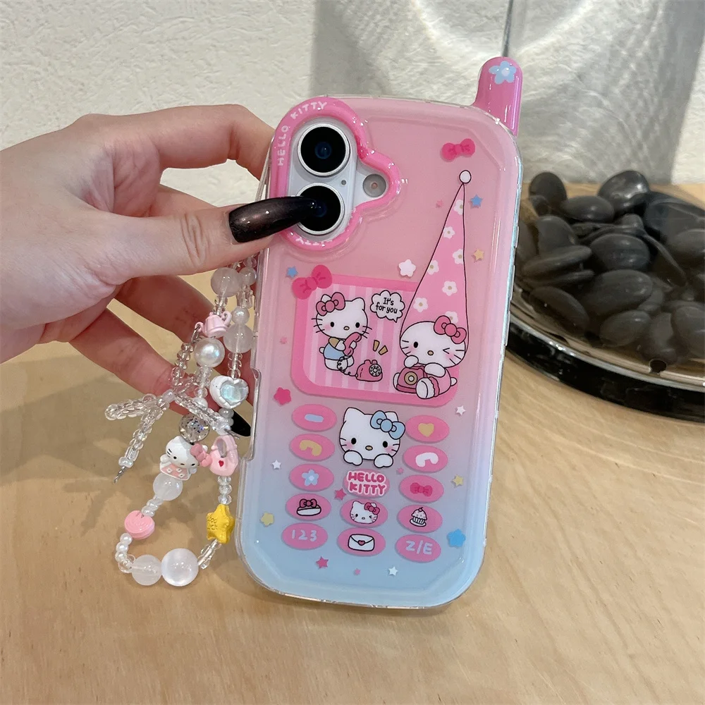 

Funny cartoon Hello Kitty cute phone case for iPhone 14 15 Pro Max 16 Pro 13 Funda new with hinged pink protective cover For 16