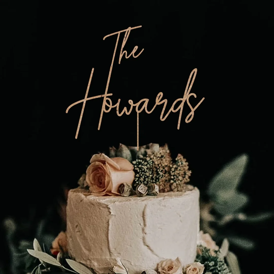 قطعة واحدة من قابس كعكة PMMA المخصص - اسم محفور شخصي، دافئ فيبي ولمعان معدني، DIY، منقوش بالليزر، مثالي للاحتفالات