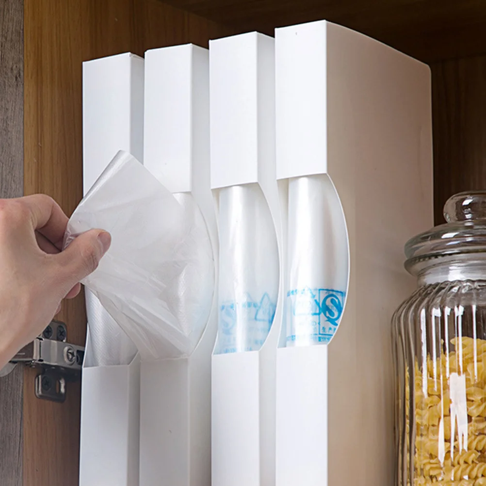 

2pcs Pull-Out Storage Box Kitchen Garbage Organizer Plastic Bag Holder Trash Bag Dispenser Large Capacity For Home Bathroom