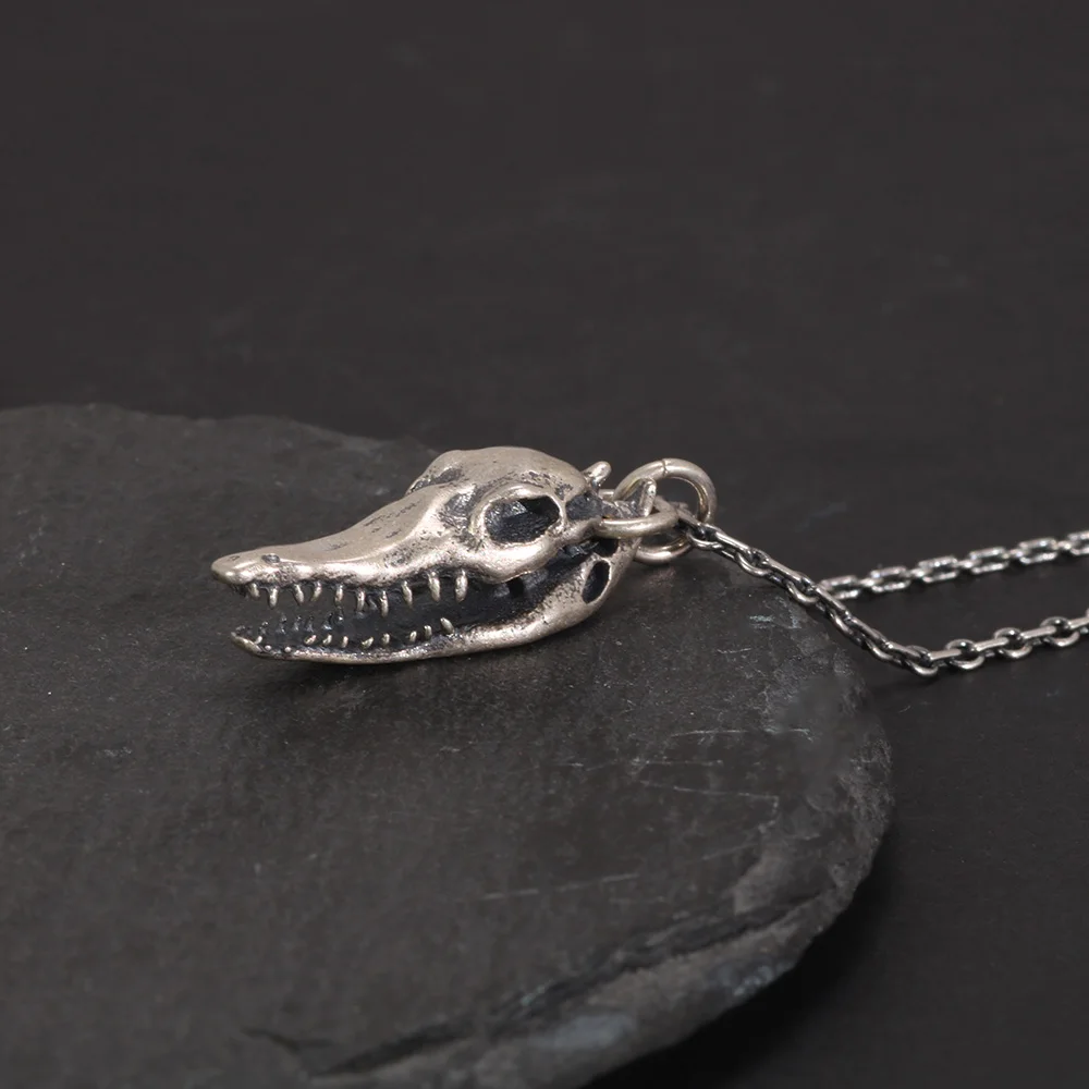 S925 Sterling Silver Punk Pendant for Men and Women Eagle Cheetah Rhino Crocodile Necklace Pendant Vintage Jewelry