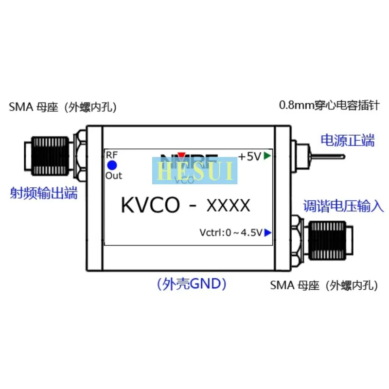 Vctrl=0-5V  7-11dBm 350MHz- 550MHz Microwave RF VCO module Voltage controlled oscillator RF sweep frequence signal source module