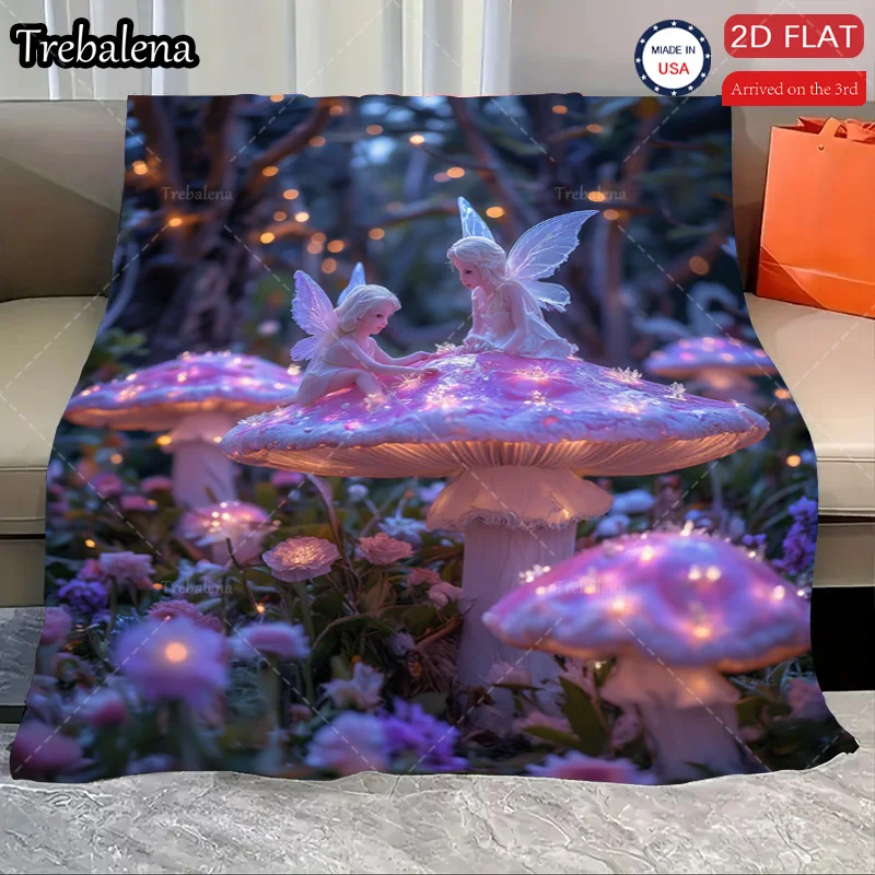 

Flannel Blanket-Soft Lightweight All-season Enchanted Fairy Mushroom Garden Soft Baby Blanket