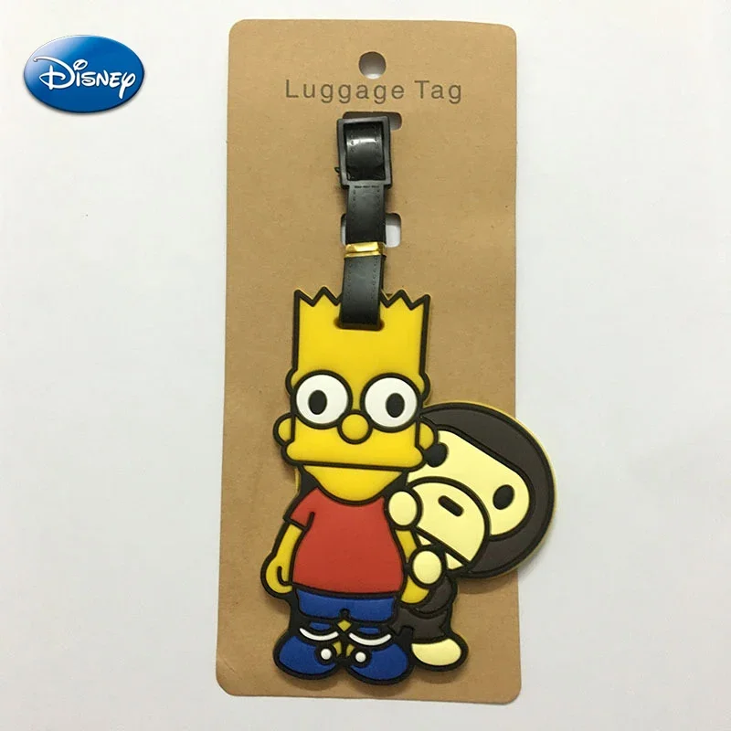 Disney Simpsons Luggage Tags Suitcase Bag Baggage Travel Tag Cartoon Homer Bart Silicone Luggage ID Tags Party DIY Decorations