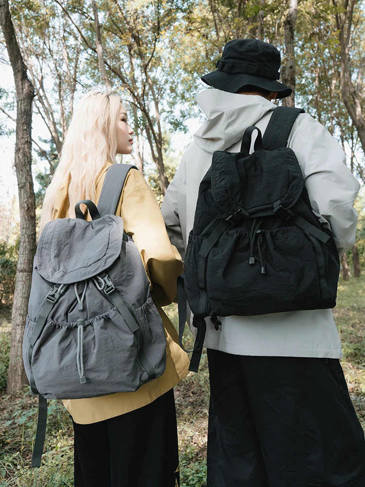 Lightweight Drawstring Outdoor Travel Women's Backpack Large Capacity Casual Style Rear Zipper Closure Shoulder Bag