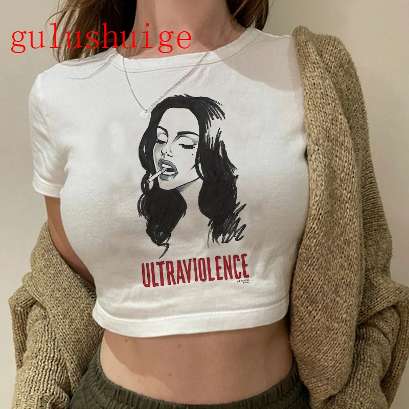 Crop Top Lana Del Rey Ldr Sailing Graphics T Shirt Cropped Harajuku Women Vintage Short-Sleeve T-Shirt Streetwear Female Tshirt