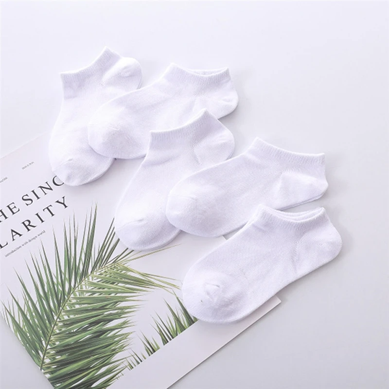 5 Pairs Baby Socks Boys Girls Black White Gray Socks Soft Newborn Babies Loose Comfortable Sock Kids School Sport Clothes