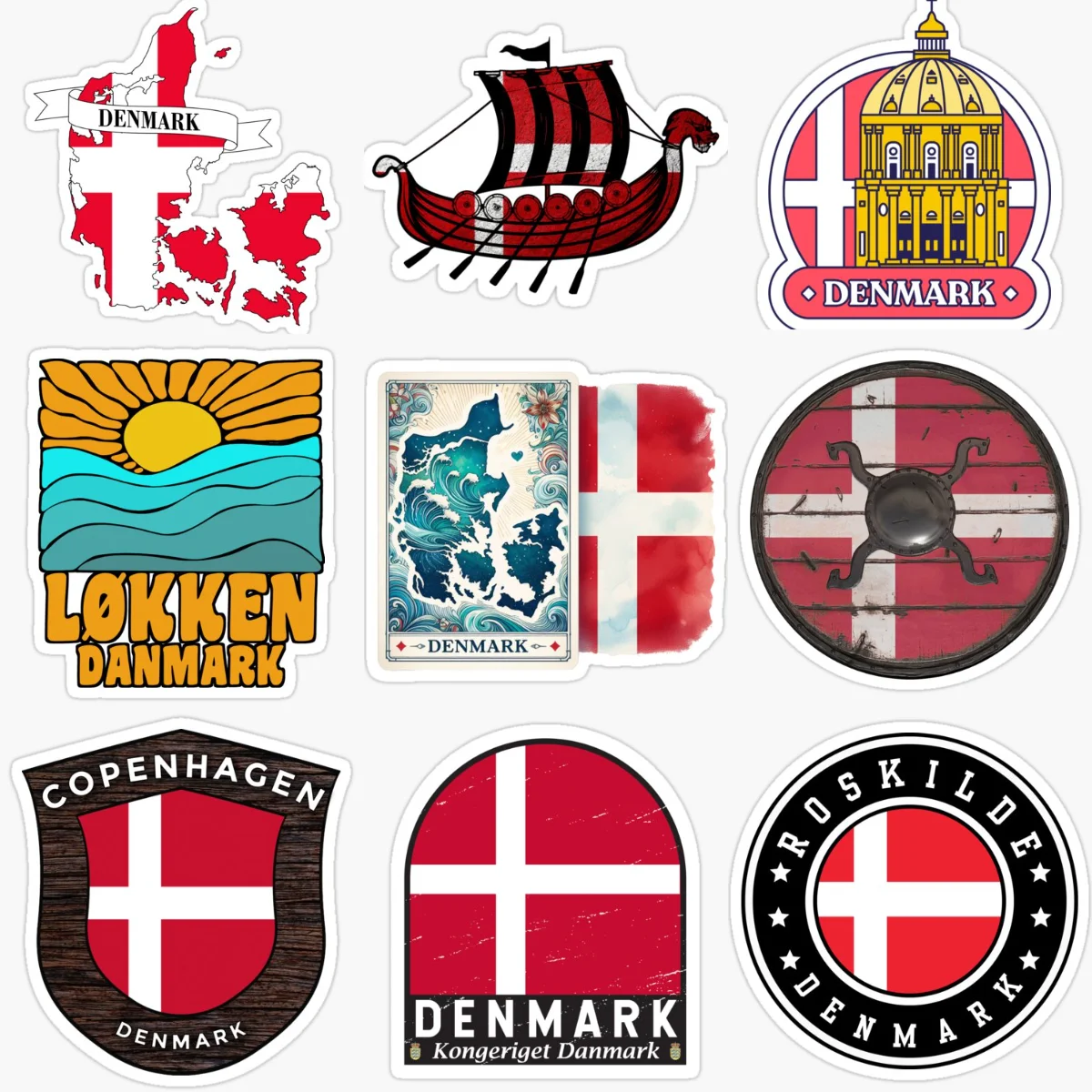 

Denmark Flag Map Emblem Creative Personalized Sticker for Decorate Car Bicycle Motorcycle Helmet Window Wall Decal Accessorie
