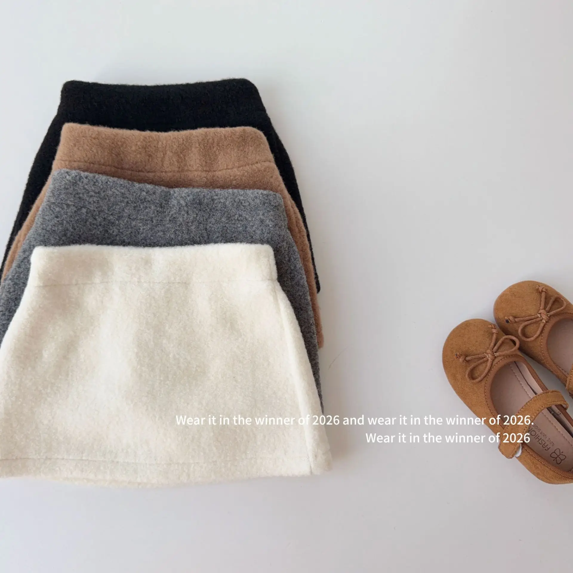 Girls Autumn New Korean High Waisted Half Skirt 2026 Soft Solid Thickened Woolen Short Skirt