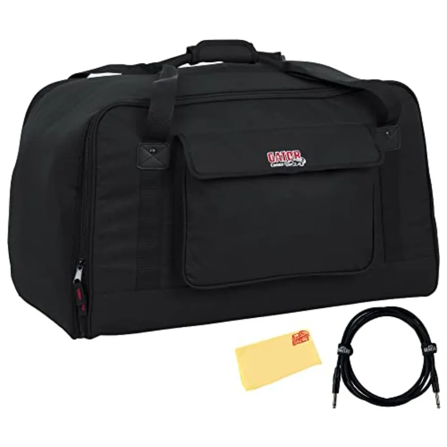 Heavy-Duty Speaker Tote Bag for 12 Compact Cabinets in Black with Reinforced Straps and Built-in Cable Management - Includes 10