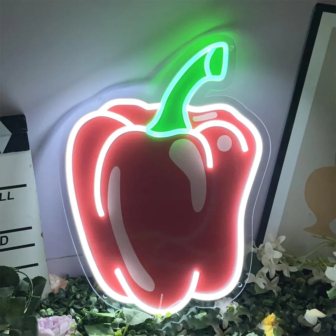 

Pepper Neon Sign Pepper UV Printed Neon Food Shop Decor Kitchen Restaurant Wall Decor Fruits Decor