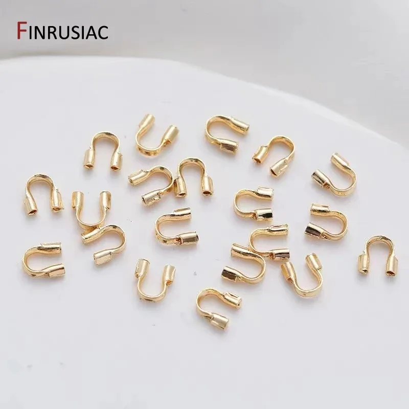 14K Gold Plated Wire Protectors Loops U Shape Clasps Connector,Wire Guard Guardian Protectors For DIY Jewelry Making Findings