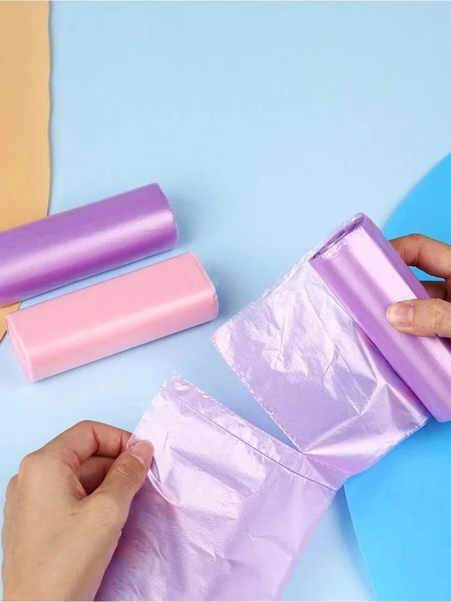 Colorful Disposable Garbage Bags Roll Multicolor Kitchen Trash Bags Waterproof Leakproof Plastic Bin Liners For Home Bathroom - view 2