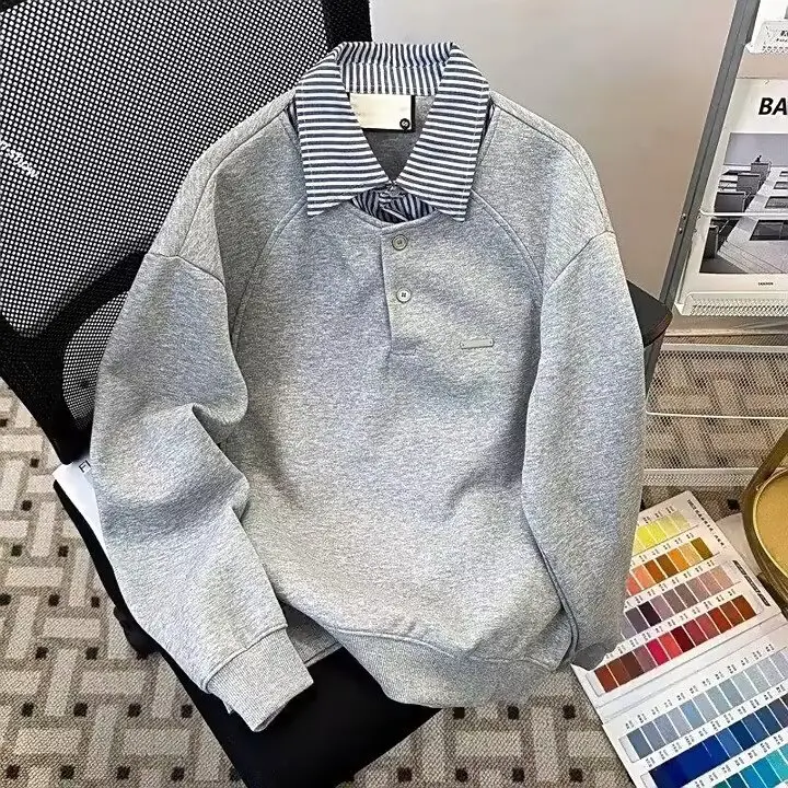 

Мужская толстовка оверсайз с длинным рукавом на осень-зиму, повседневная, с принтом, из полиэстера, ветрозащитная, стандартной длины