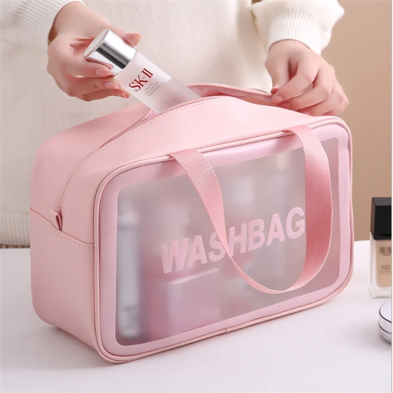 2022 Waterproof PVC Cosmetic Bag Large Capacity Travel Makeup Bags Translucent Toiletries Storage Pouch Women Make-up Wash Bag