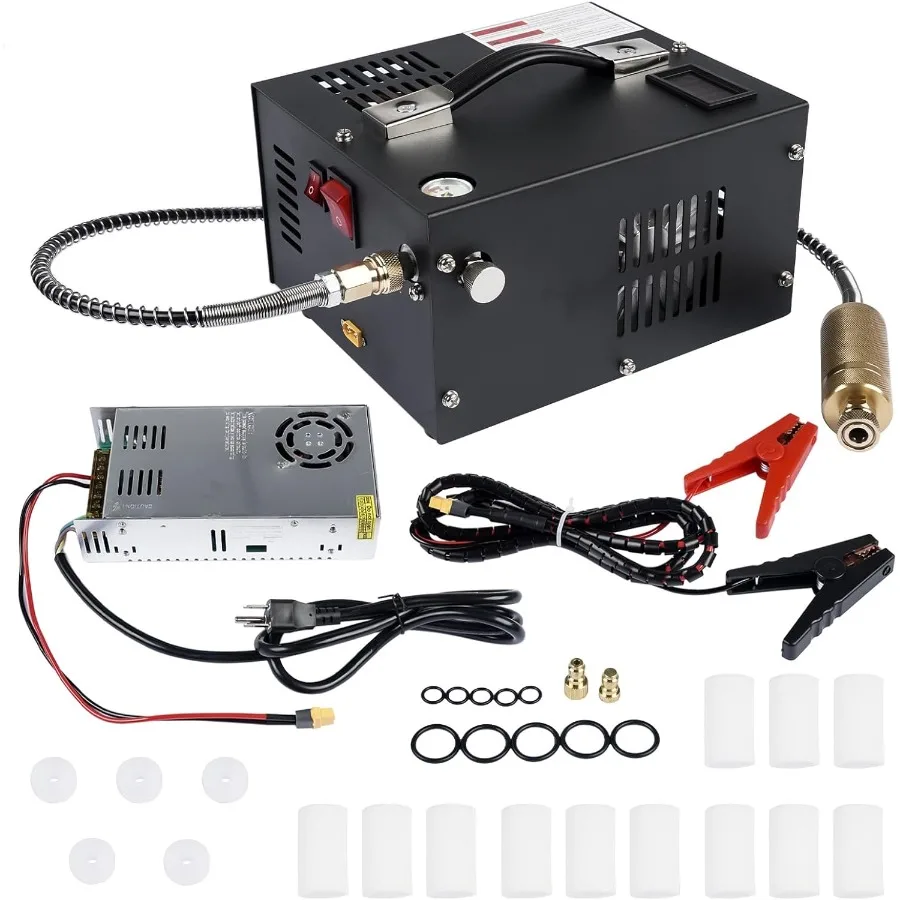 

Портативный воздушный компрессор PCP 4500PSI с источником питания переменного тока 12 В постоянного тока 110 В, быстрая инфляция для пейнтбольных пистолетов, пневматических винтов и подводного плавания Ta