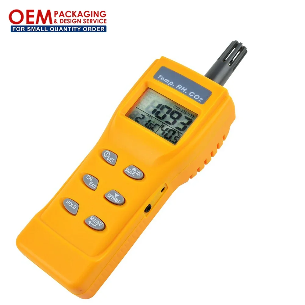 

Digital Carbon Dioxide Temperature Humidity CO2 Monitor WB DP Tester Handheld CO2 Meter (OEM Packaging Service Available)