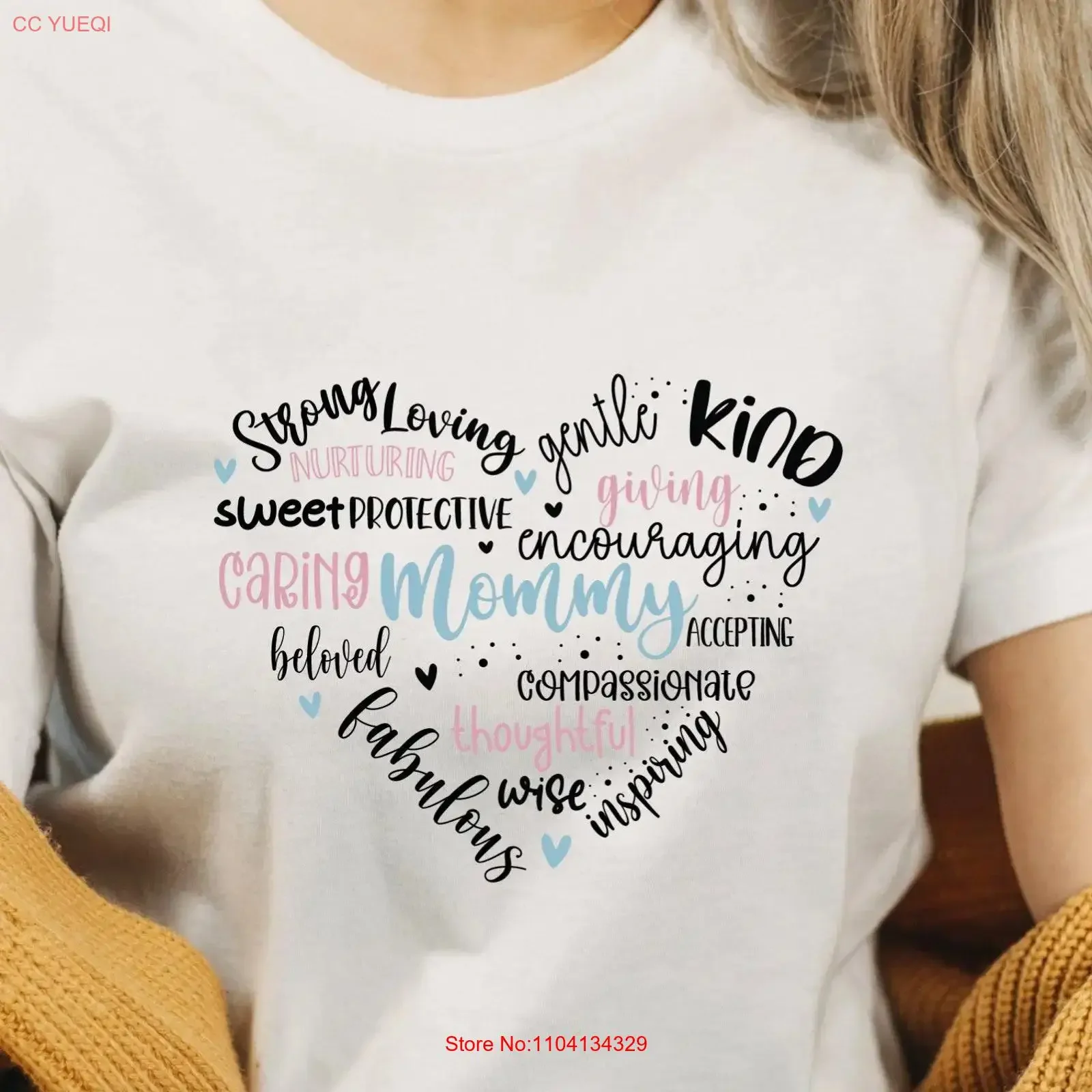 Mommy Heart T shirt Loving Caring Nurturing Inspirational Encouraging Comforting Crewneck Top Love Thoughtful  vintage Washed
