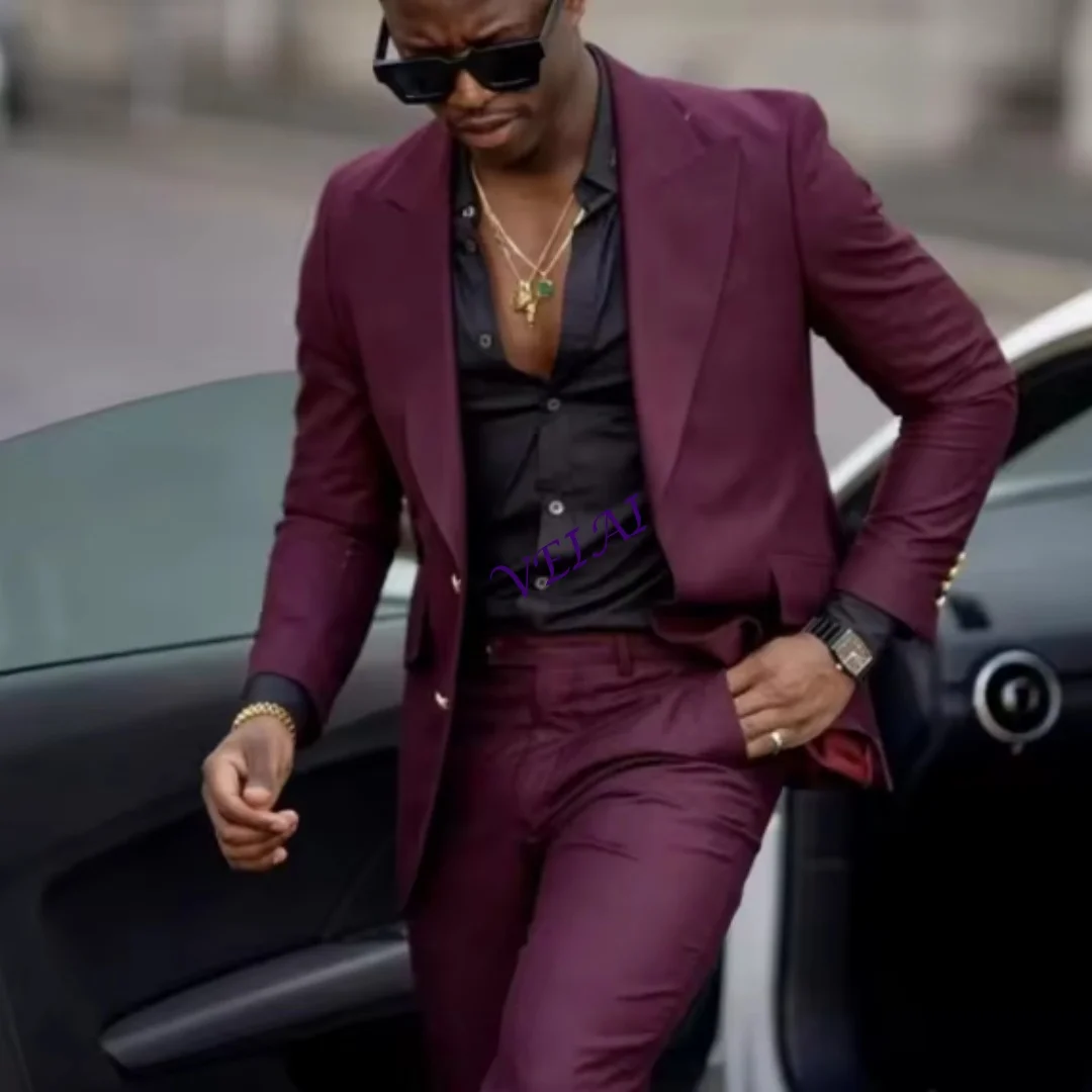 

CustomizedLatest Design Men's Suit 2 Piece Set 2 Buttons Casual Jacket Pants Formal Wedding Groom Tuxedo Slim Fit Design Blazer